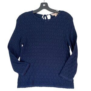 Brooks Brothers, Women's 100% Merino Wool, Navy Blue Lacy Sweater, Small